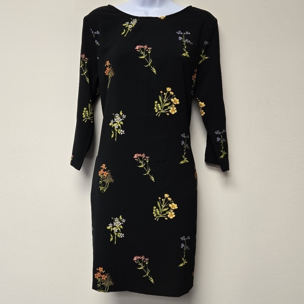 H&M Shift Floral Black Dress 12 - Picture 7 of 7